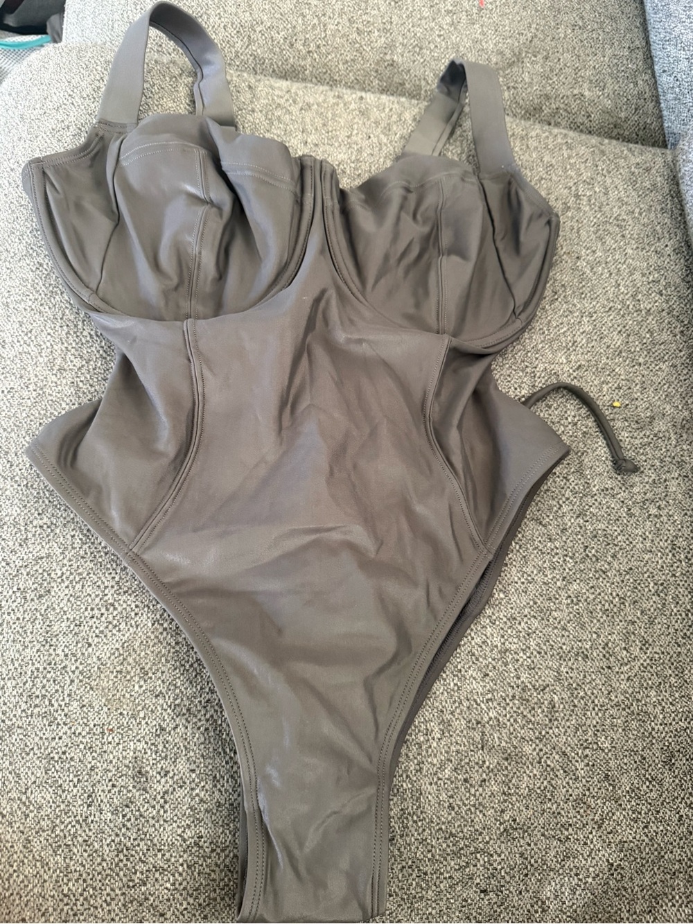 Sculpting Pewter One-Piece Swimsuit with Supportive Cups